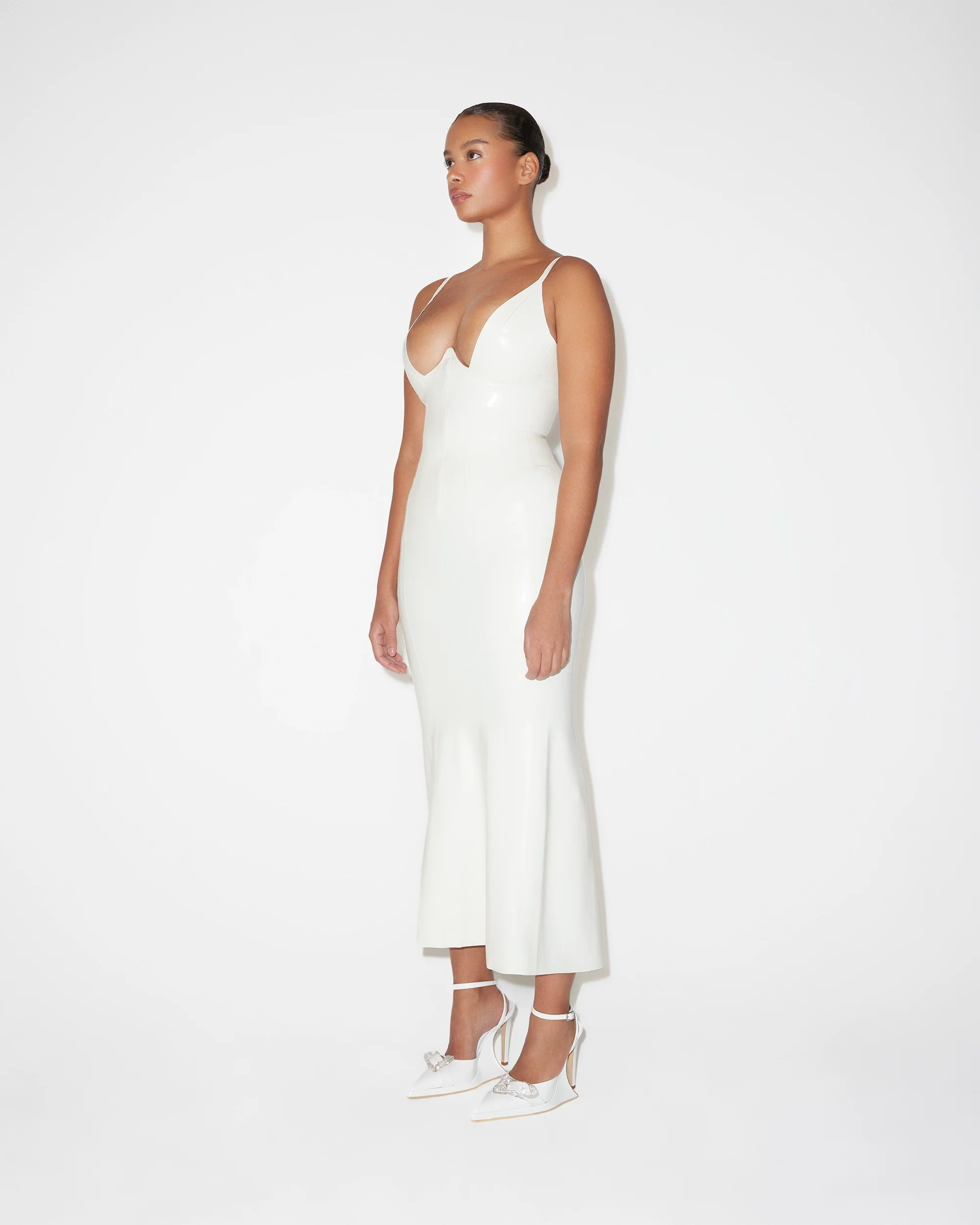 Latex Maxi Skirt | Bone - Image 2