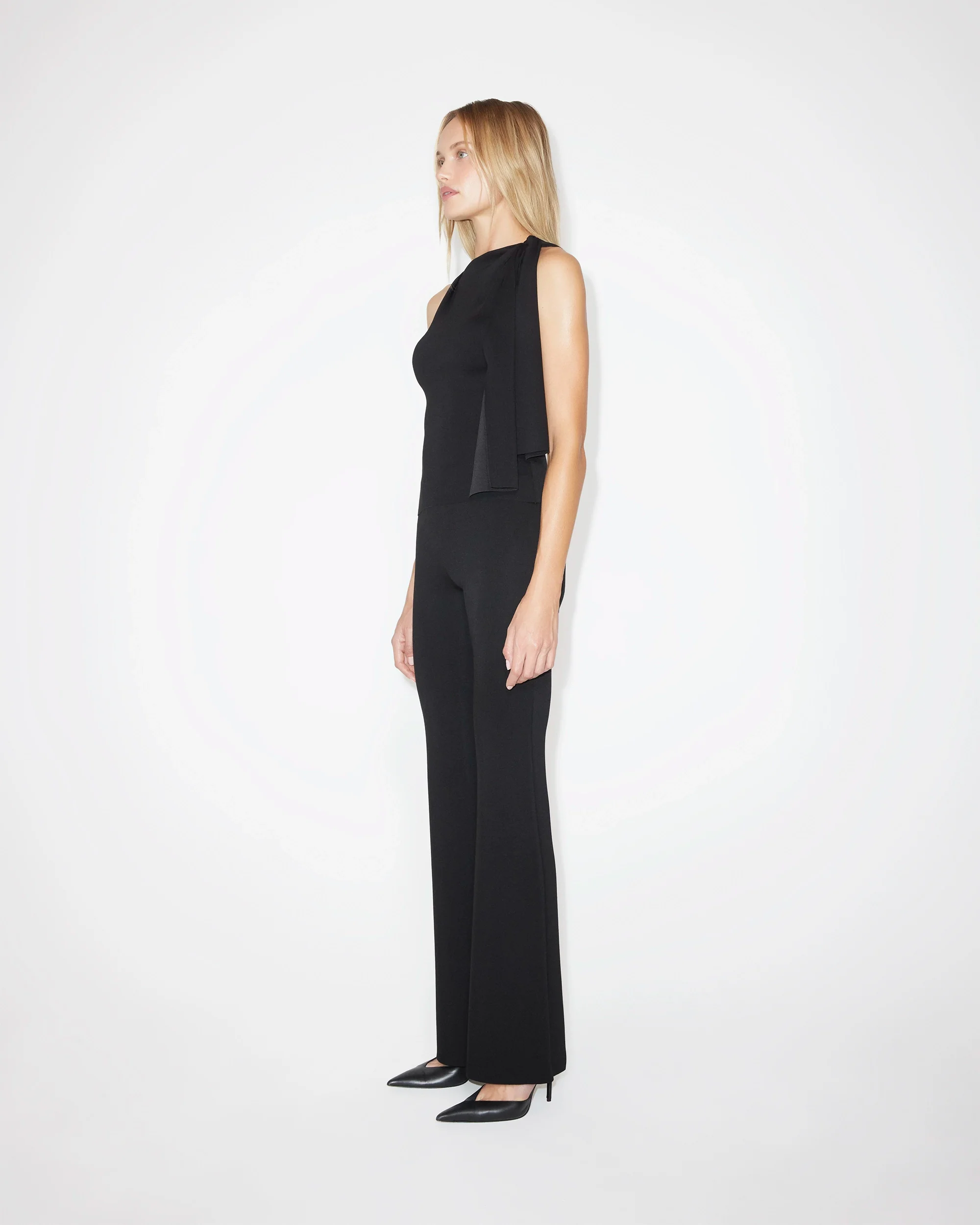 Sueded Stretch Low Rise Pant | Black - Image 4