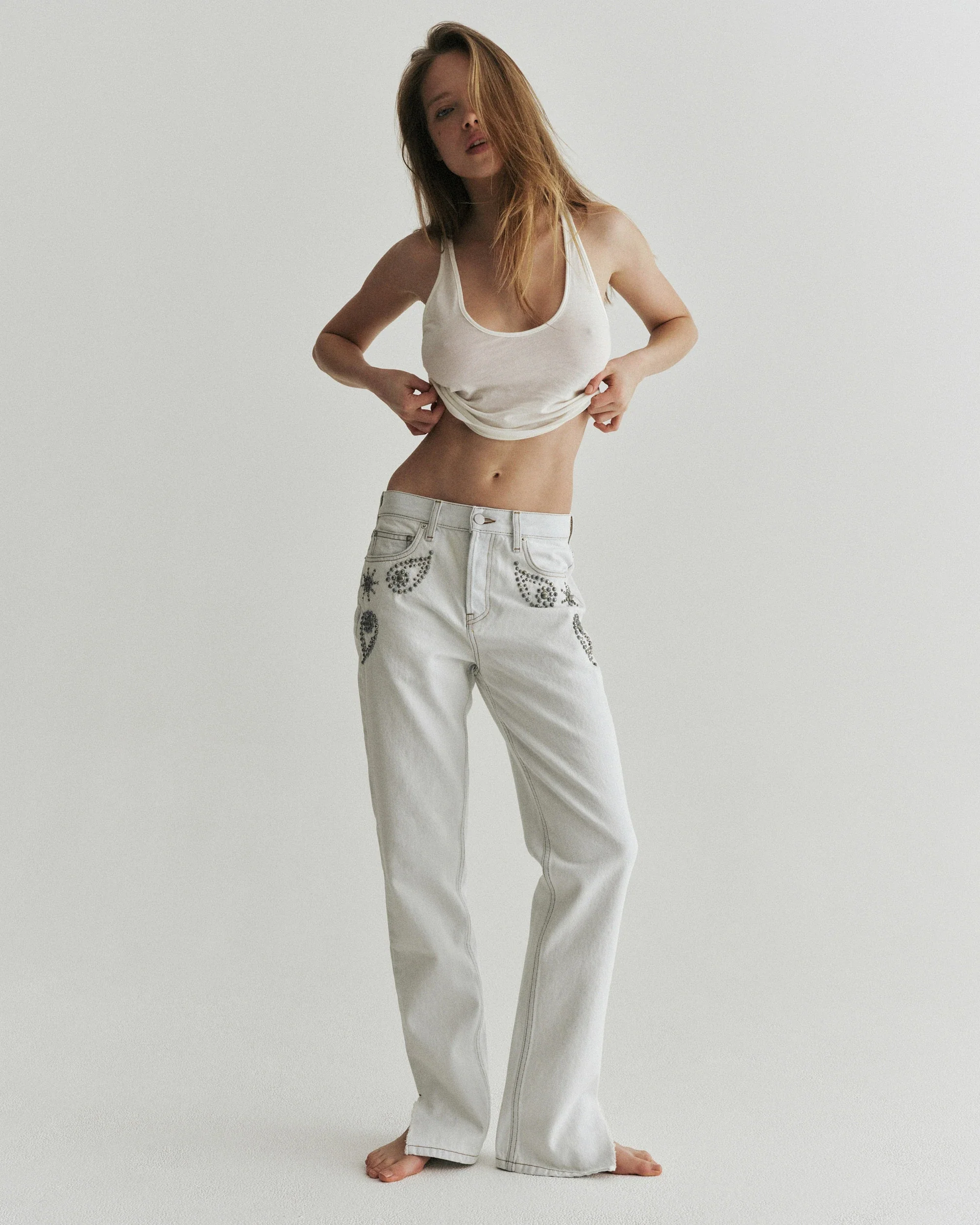 Sunset Studded Mid-Rise Jean | Cloud - Image 3