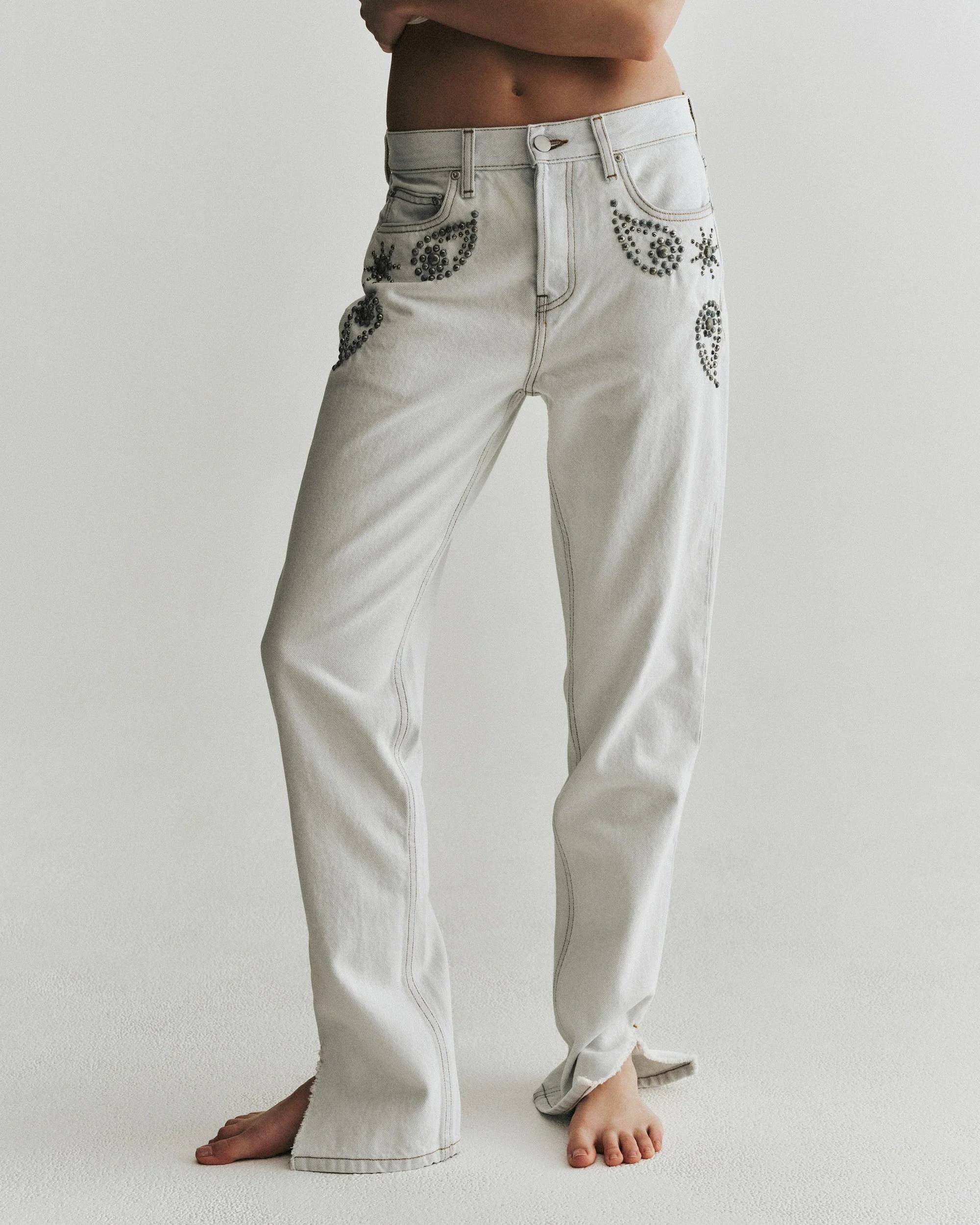 Sunset Studded Mid-Rise Jean | Cloud - Image 5