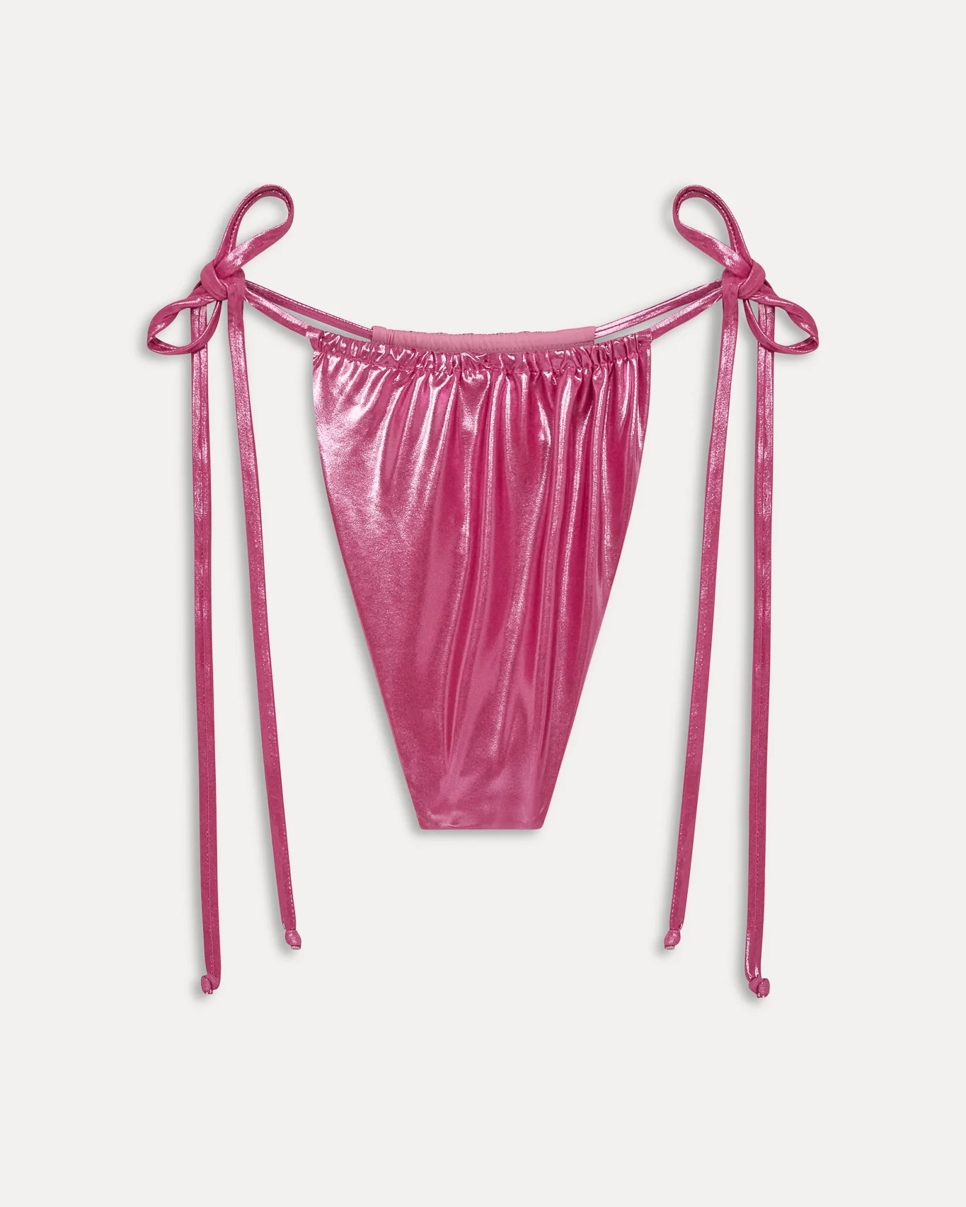 Tia String Metallic Bikini Bottom | Pink Chrome - Image 5
